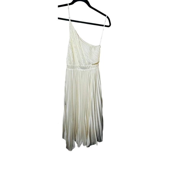 Lulus Alluring Marvel Ivory Pleated Ivory Satin One-Shoulder Midi Dress XS NWT - Picture 12 of 13